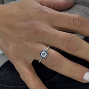 ANILLO de plata rodinada modelo "OJITO TURCO"  N°21