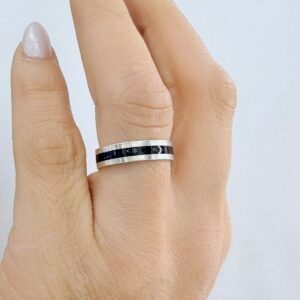 ALIANZA de plata con centro esmaltado negro