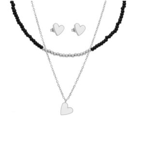 CONJUNTO de acero blanco modelo CORAZONES