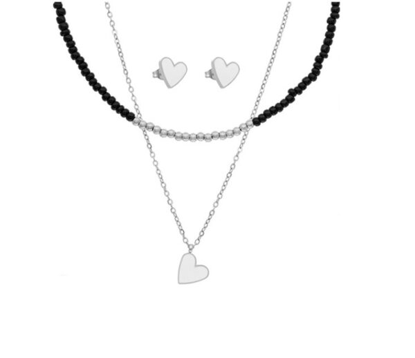 CONJUNTO de acero blanco modelo CORAZONES