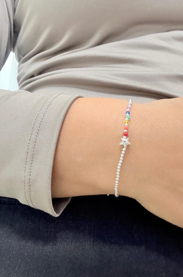 PULSERA elastizada de plata diseño "7 CHACRAS" con estrella