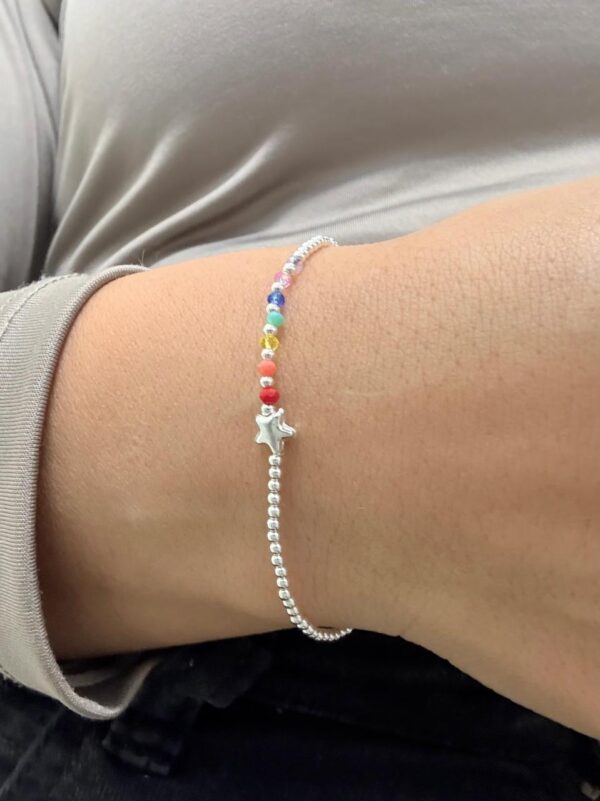 PULSERA elastizada de plata diseño "7 CHACRAS" con estrella - Image 2