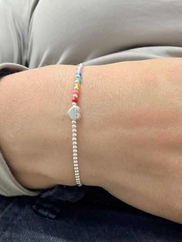 PULSERA elastizada de plata diseño "7 CHACRAS" con corazón - Image 3