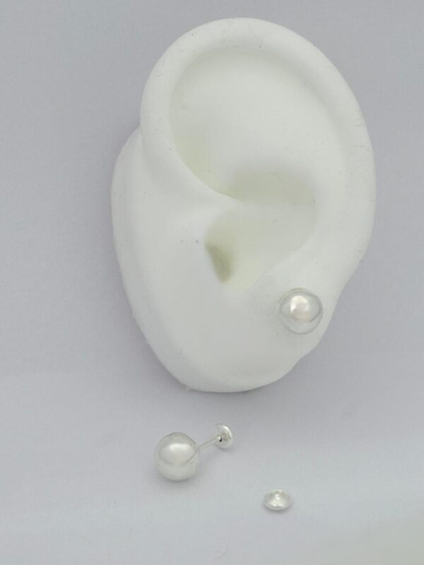AROS de acero blanco con sistema de cierre abridor diseño BOLITA de 9MM