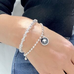 PULSERA de acero blanco y acrilico diseño "arbol de la vida" esmaltado