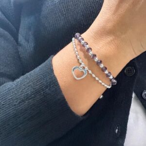 PULSERA de acero blanco y acrilico diseño "corazon"