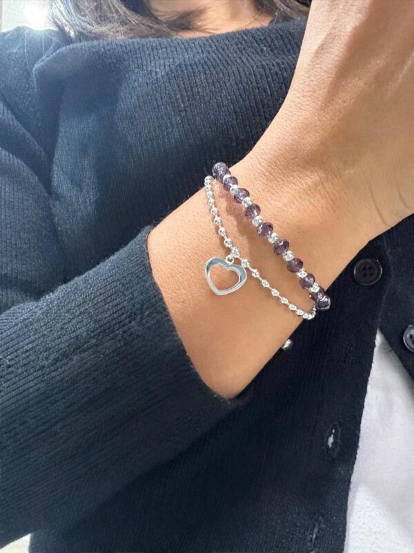 PULSERA de acero blanco y acrilico diseño "corazon"