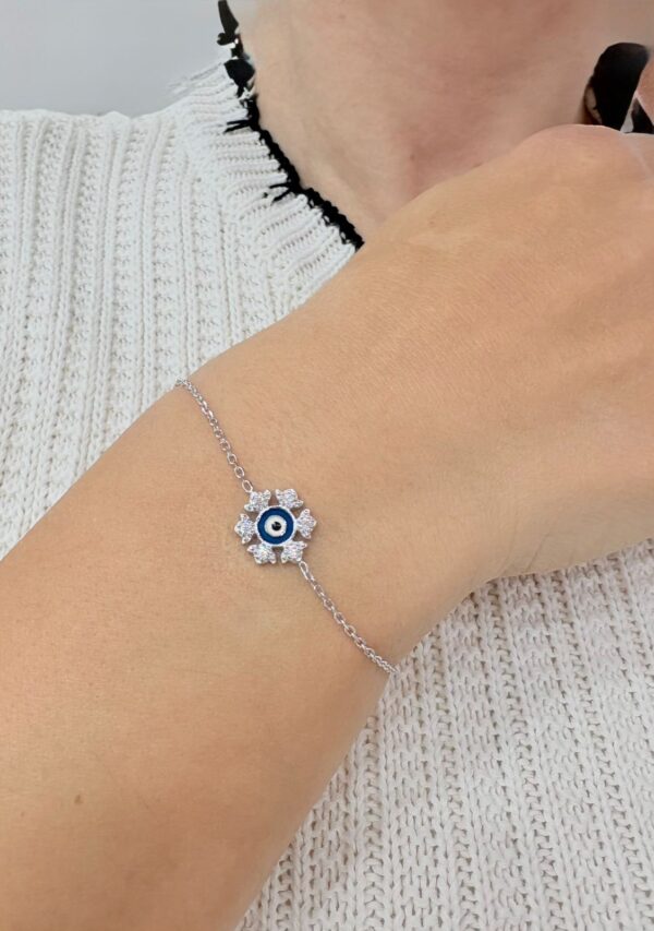 PULSERA de plata rodinada diseño OJO TURCO