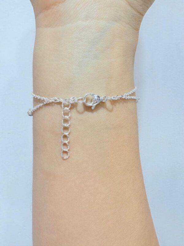 PULSERA de acero blanco diseño doble cadena con "corazon" - Image 3