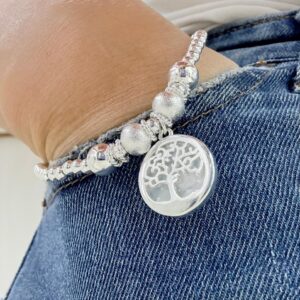 PULSERA de acero blanco diseño "ARBOL DE LA VIDA"