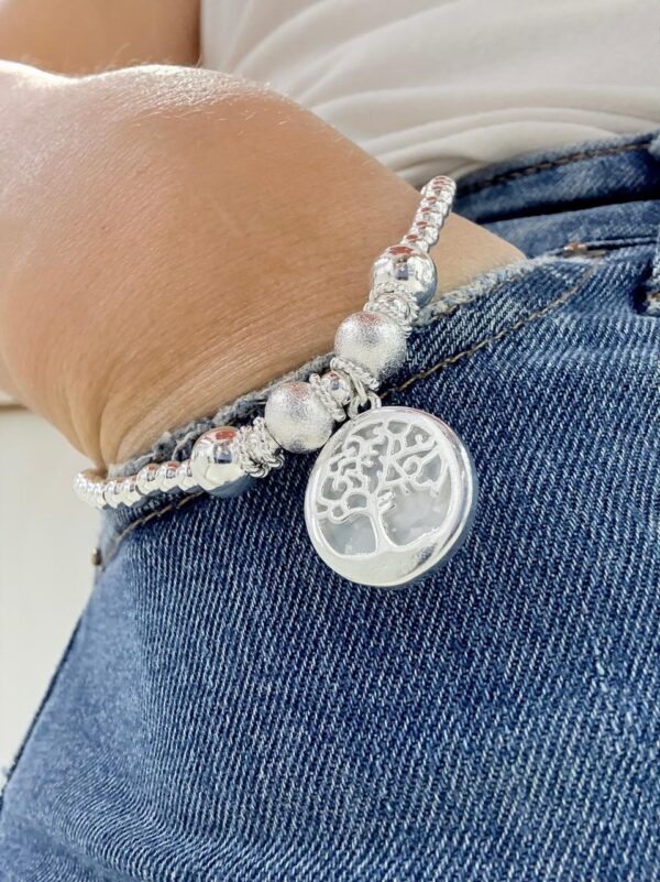 PULSERA de acero blanco diseño "ARBOL DE LA VIDA"
