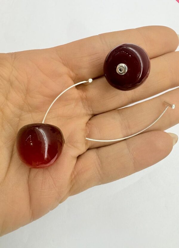 AROS de acero diseño "Cherry" de acrilico rojo - Image 3