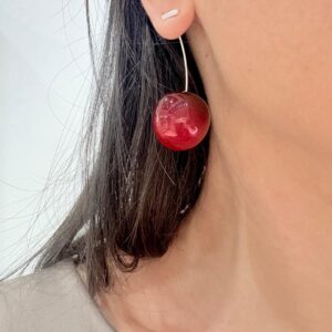 AROS de acero diseño "Cherry" de acrilico rojo