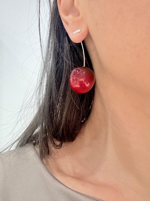 AROS de acero diseño "Cherry" de acrilico rojo