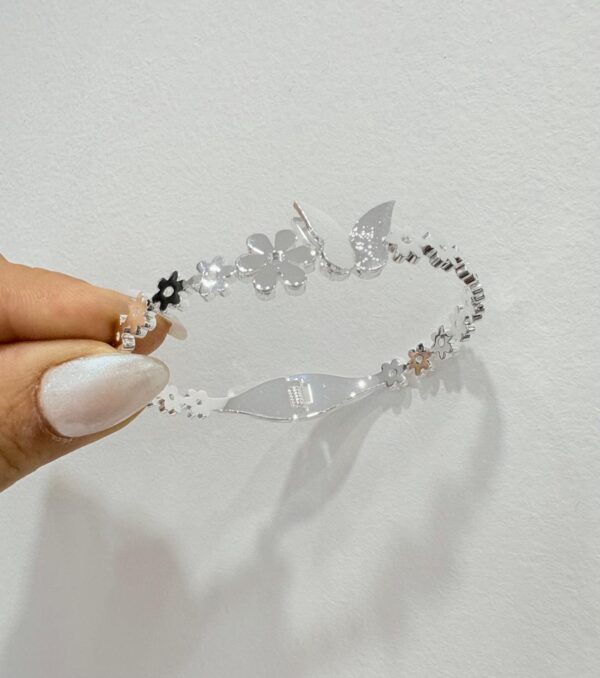 PULSERA de acero blanco diseño esclava con "MARIPOSAS" - Image 2
