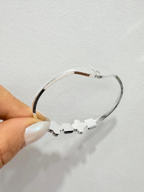 PULSERA de acero blanco diseño esclava con "Trébol y cuadrado" - Image 3