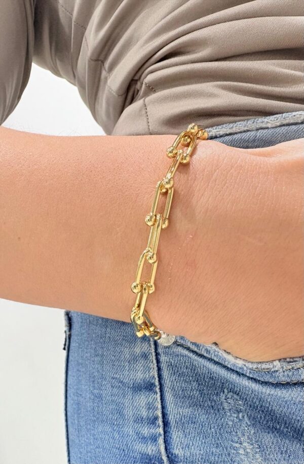 PULSERA de acero dorado mide 18,5cm
