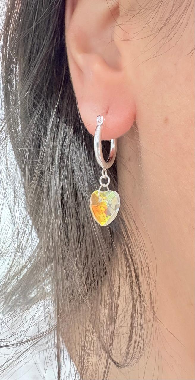 AROS de acero blanco diseño con CORAZÓN de acrilico color aurora boreal - Image 2