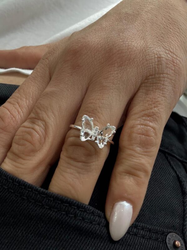 ANILLO de acero blanco diseño "MARIPOSA" - Image 2