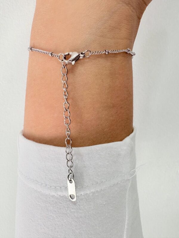 PULSERA de acero con diseño de cuadrados con piedras - Image 3