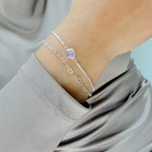 PULSERA de acero blanco modelo doble cadena 18cm