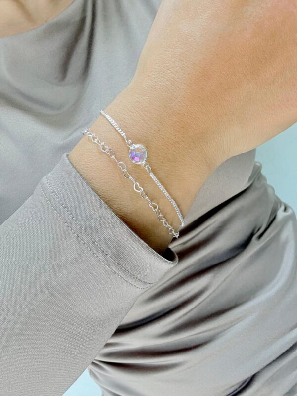 PULSERA de acero blanco modelo doble cadena 18cm