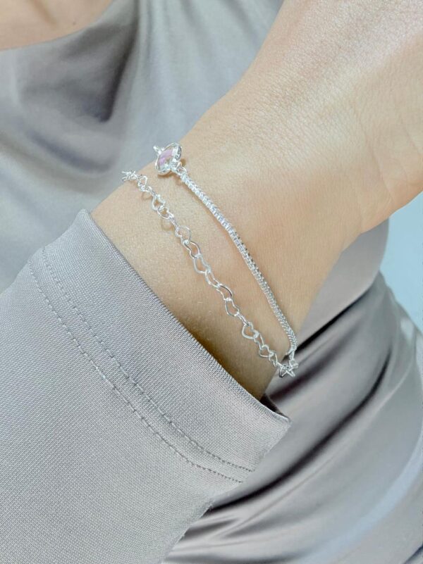 PULSERA de acero blanco modelo doble cadena 18cm - Image 2