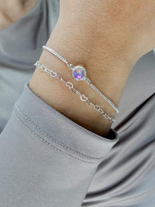 PULSERA de acero blanco modelo doble cadena 18cm - Image 3