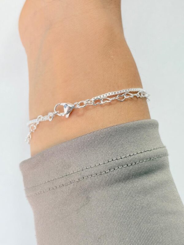 PULSERA de acero blanco modelo doble cadena 18cm - Image 4