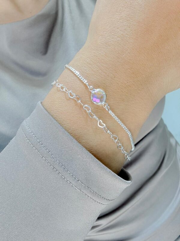PULSERA de acero blanco modelo doble cadena 18cm - Image 5