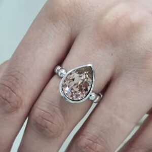 ANILLO CON PIEDRA ROSADA DE CRISTAL EUROPEO N°18