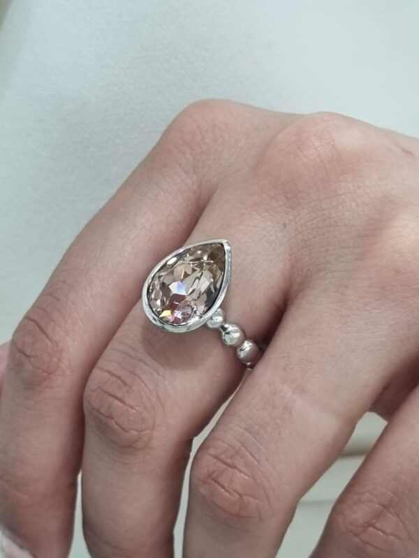 ANILLO CON PIEDRA ROSADA DE CRISTAL EUROPEO N°18 - Image 5