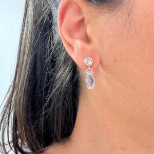 AROS DE PLATA Y CRISTAL EUROPEO MODELO COLGANTE