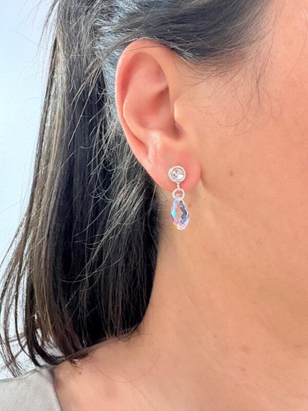 AROS DE PLATA Y CRISTAL EUROPEO MODELO COLGANTE