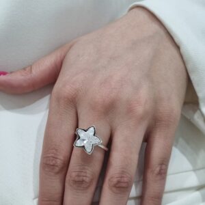 ANILLO de plata con cristal europeo diseño estrella ,regulable