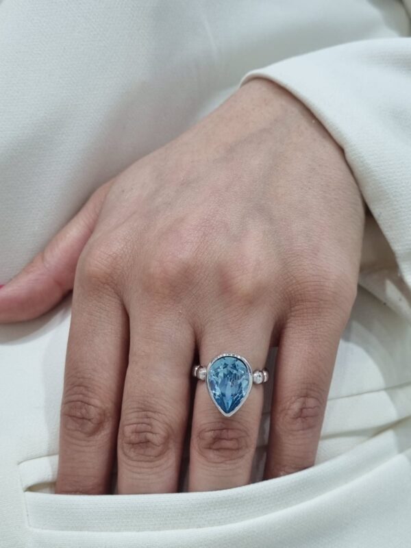 ANILLO CON PIEDRA CELESTE DE CRISTAL EUROPEO N15