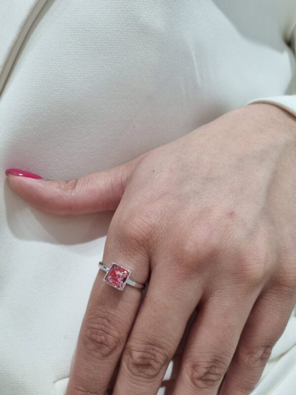 ANILLO CON PIEDRA ROSA DE CRISTAL EUROPEO N°17
