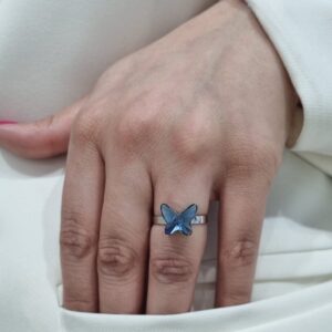 ANILLO de plata con cristal europeo diseño mariposa ,regulable