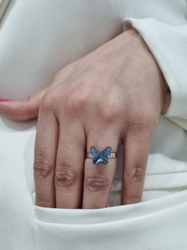 ANILLO de plata con cristal europeo diseño mariposa ,regulable