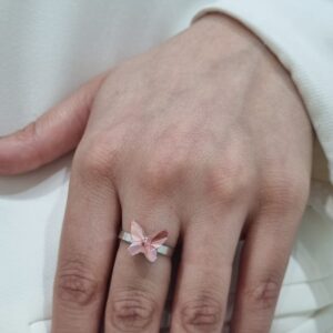 ANILLO de plata con cristal europeo diseño mariposa ,regulable