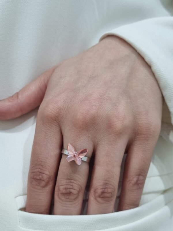 ANILLO de plata con cristal europeo diseño mariposa ,regulable