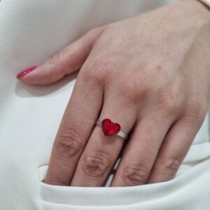 ANILLO de plata con cristal europeo diseño Corazón ,regulable