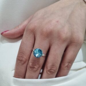 ANILLO de plata con cristal europeo diseño Circulo ,regulable