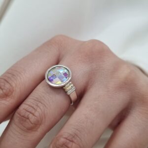 ANILLO de plata diseño circulo con cristal auropeo N°15