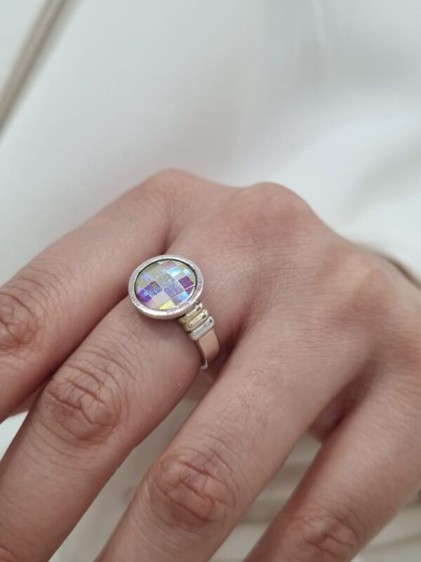ANILLO de plata diseño circulo con cristal auropeo N°15