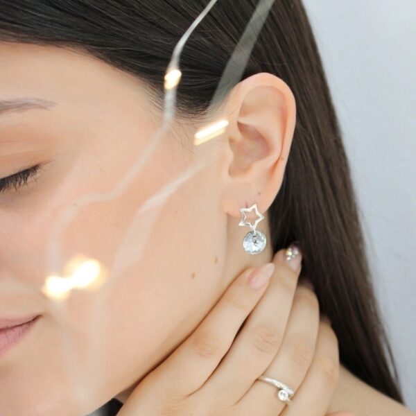 AROS DE PLATA Y CRISTAL EUROPEO MODELO ESTRELLA