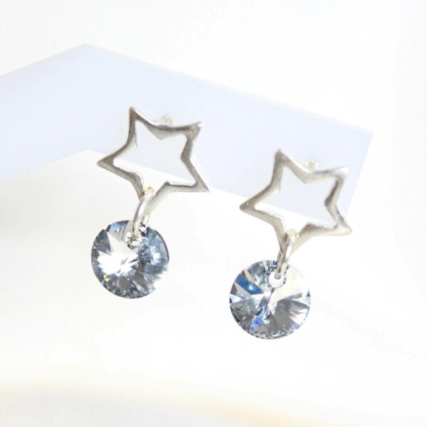 AROS DE PLATA Y CRISTAL EUROPEO MODELO ESTRELLA - Image 2