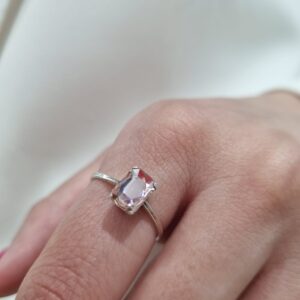 ANILLO de plata con cristal europeo rosado N°17