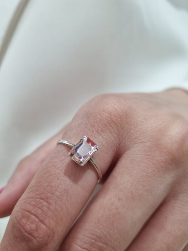 ANILLO de plata con cristal europeo rosado N°17