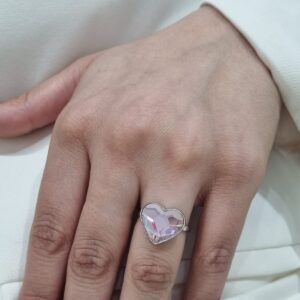 ANILLO de plata con cristal europeo diseño corazon ,regulable